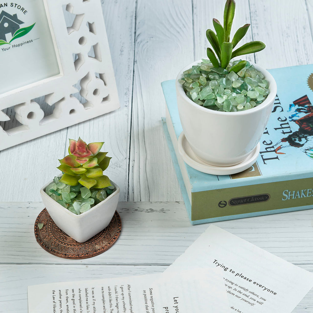 Crocon green jade chips support chakra balance in decorative practice and meditation setups