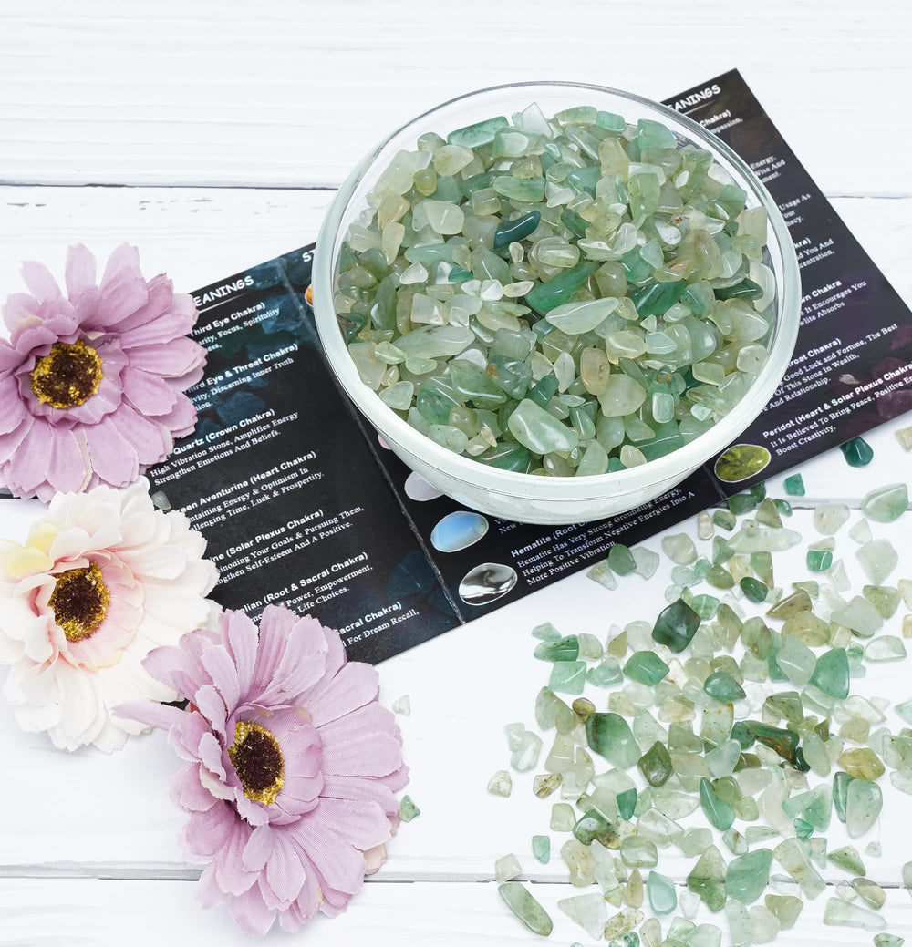 Crocon green jade chips for tumbling and cabbing projects, enhancing texture and color