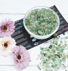 Crocon green jade chips for tumbling and cabbing projects, enhancing texture and color