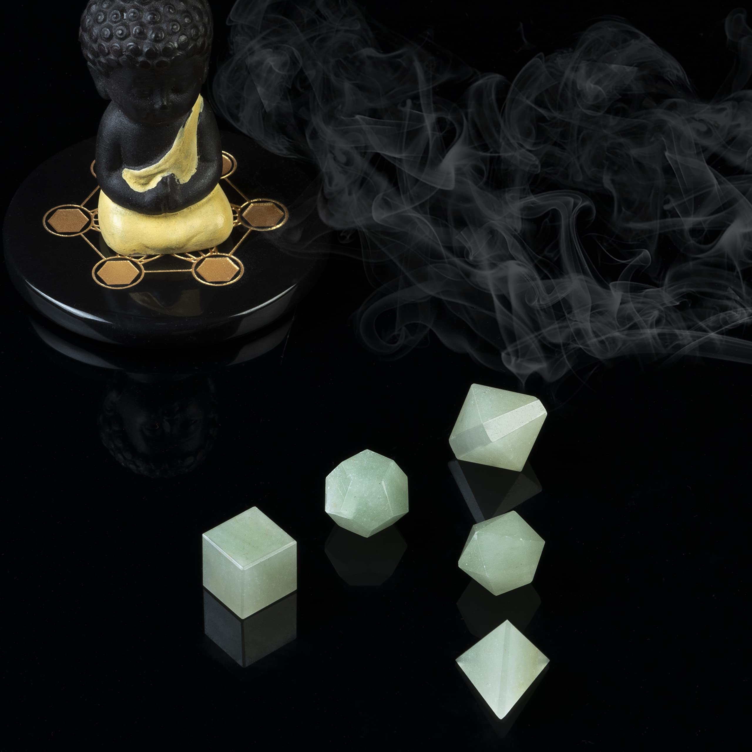 Crocon Green Jade octahedron guiding air element visualization and balance