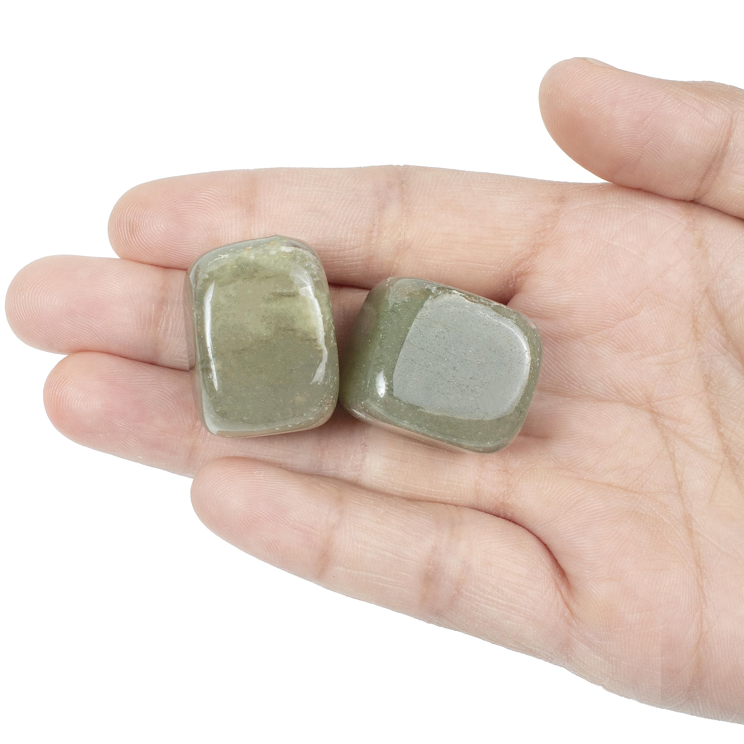 Crocon Green Jade polished stones 2-pcs for crystal collection and beginner healing