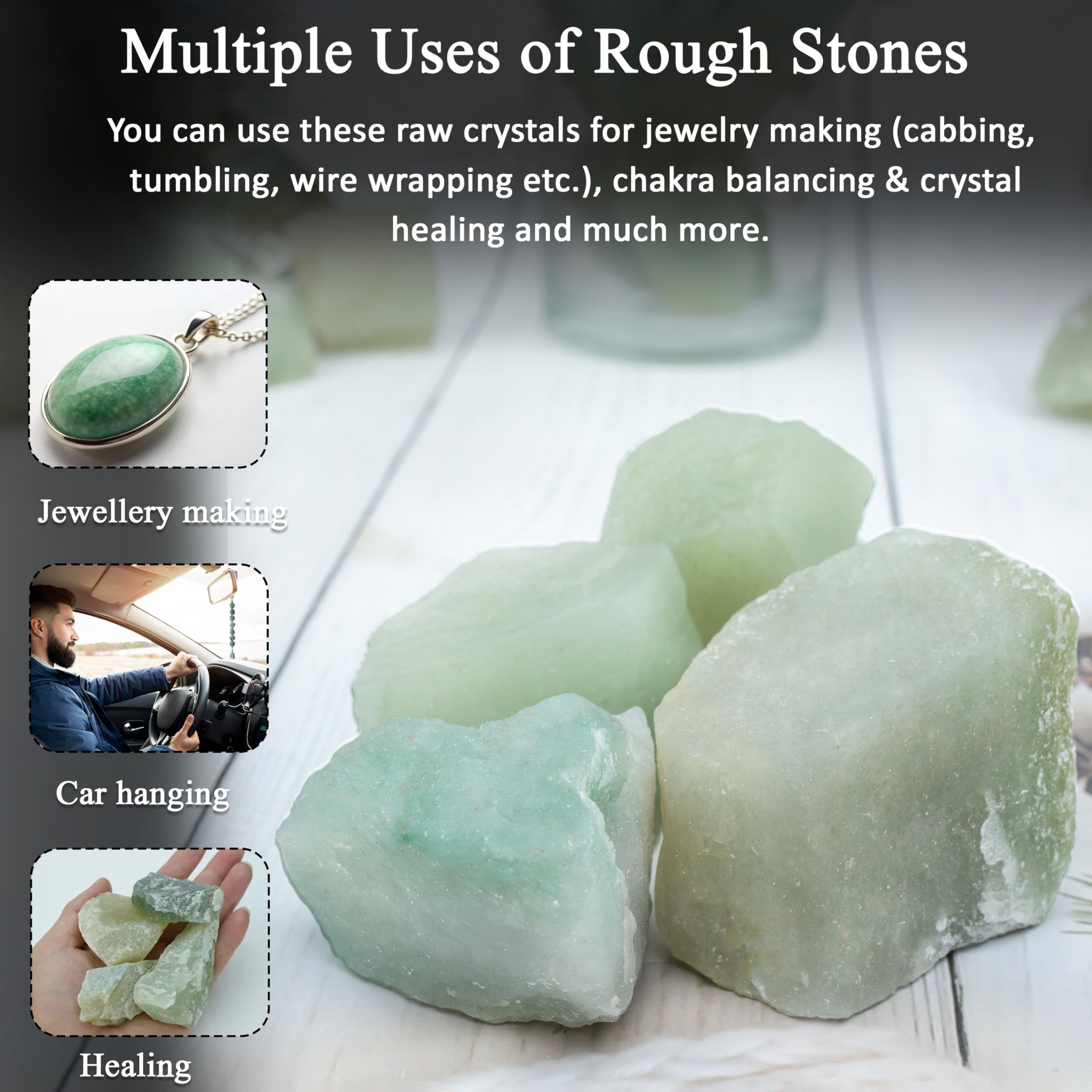 Crocon green jade rough stones for altar grids and meditation
