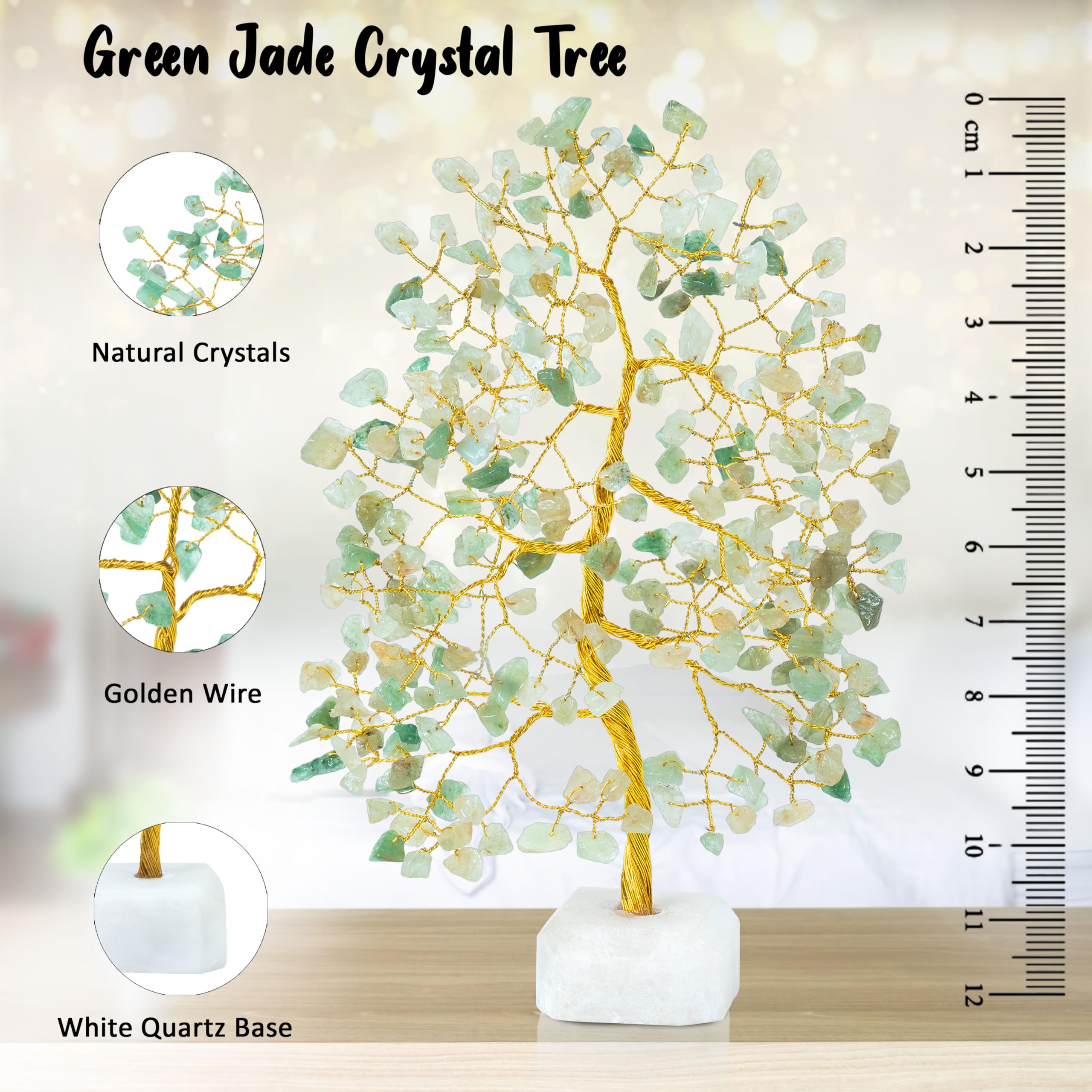 Crocon Green Jade Tree branch closeup emphasizes crystal texture and color.