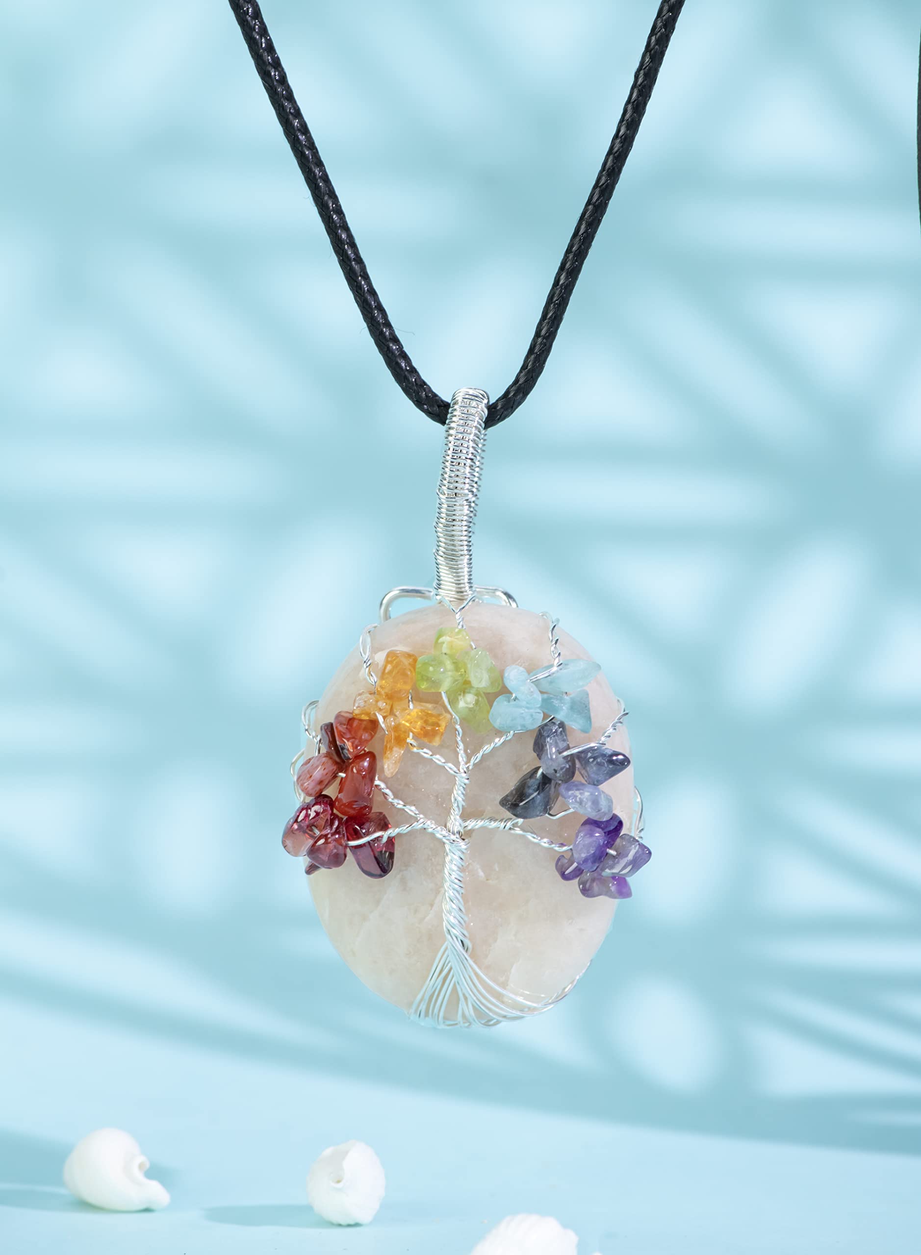 Crocon Handmade Natural Stone Necklace displays unique color and texture.