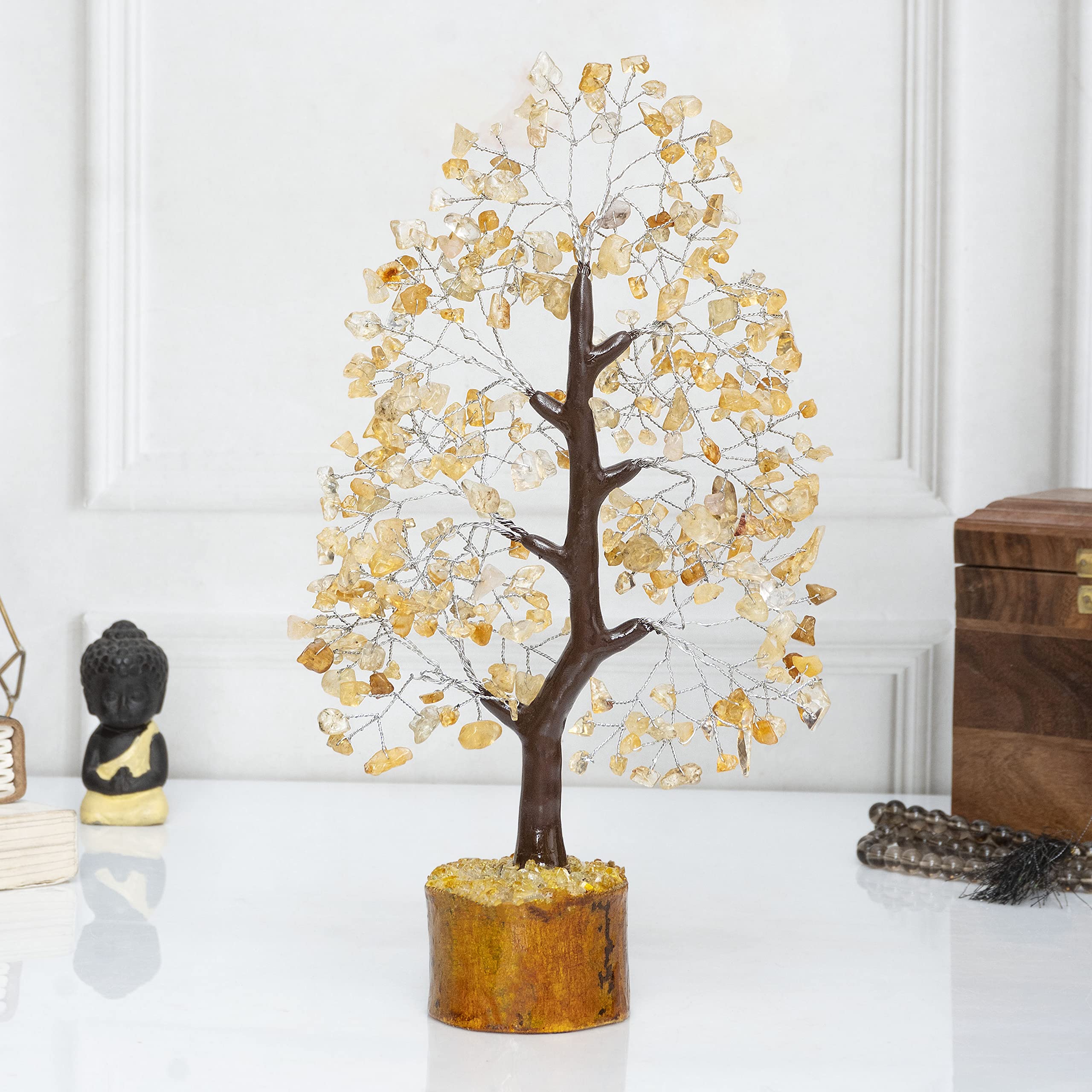 Crocon home decor crystal tree ornament complements shelves and mantels with warmth.