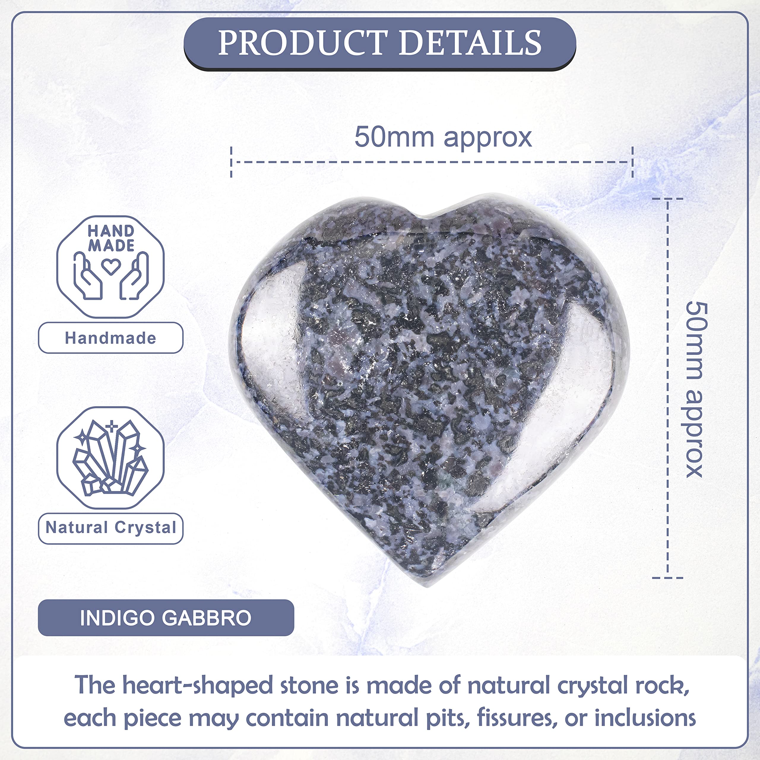Crocon Indigo Gabbro heart in pouch ready for gifting