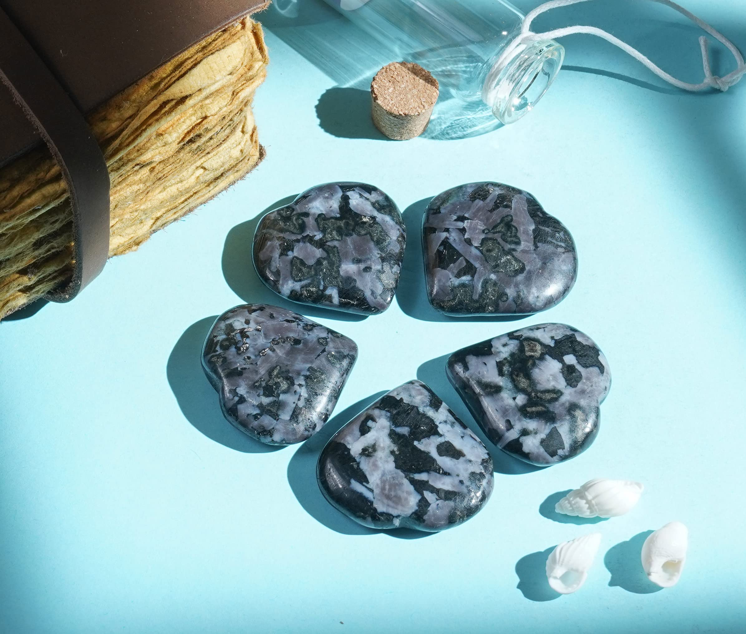 Crocon Indigo Gabbro heart stone palm-size 25mm ideal for pocket carry and touch.