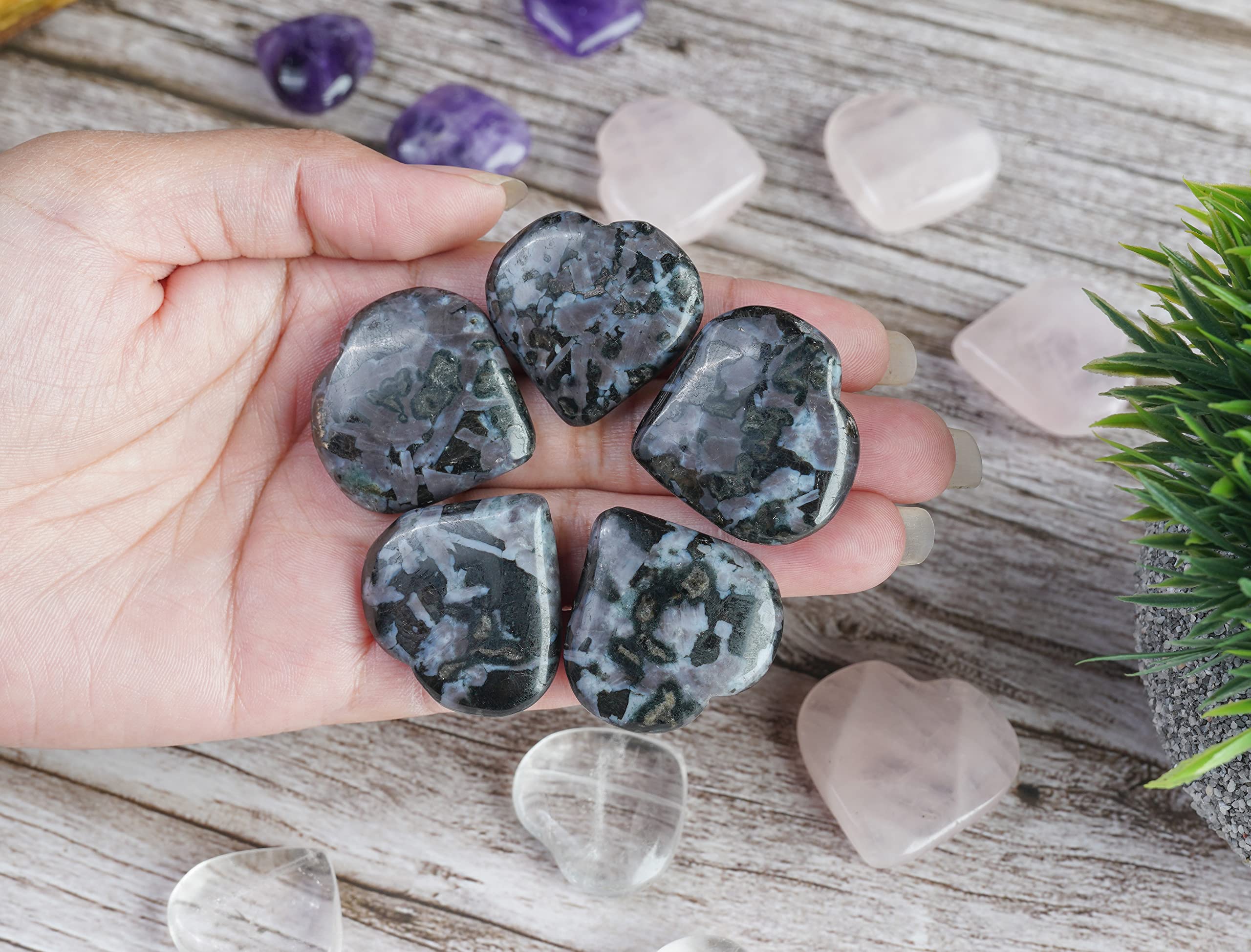 Crocon Indigo Gabbro puff stone tumble shows natural texture for tactile ritual.