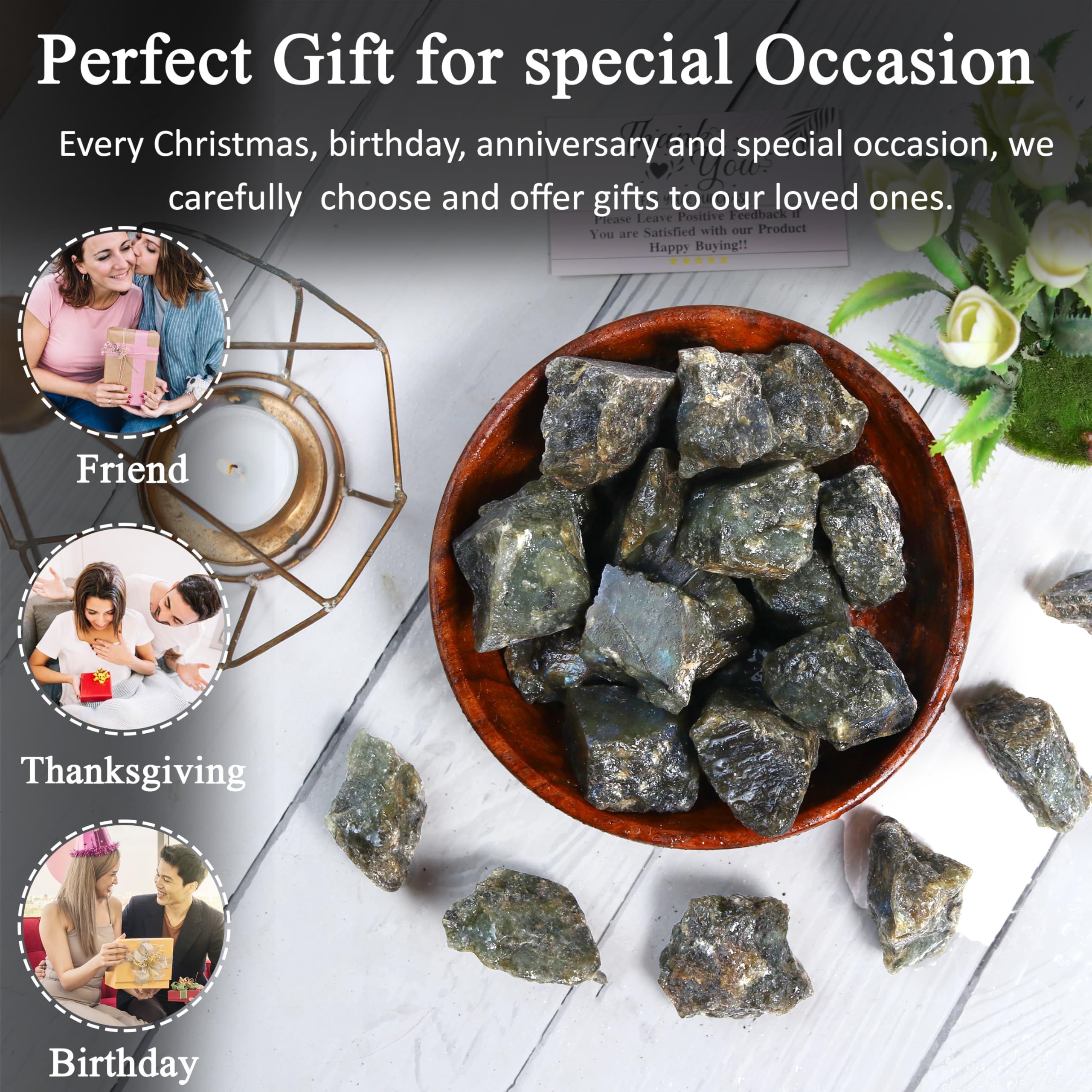 Crocon Labradorite rough shown as altar decor and meditation focus.