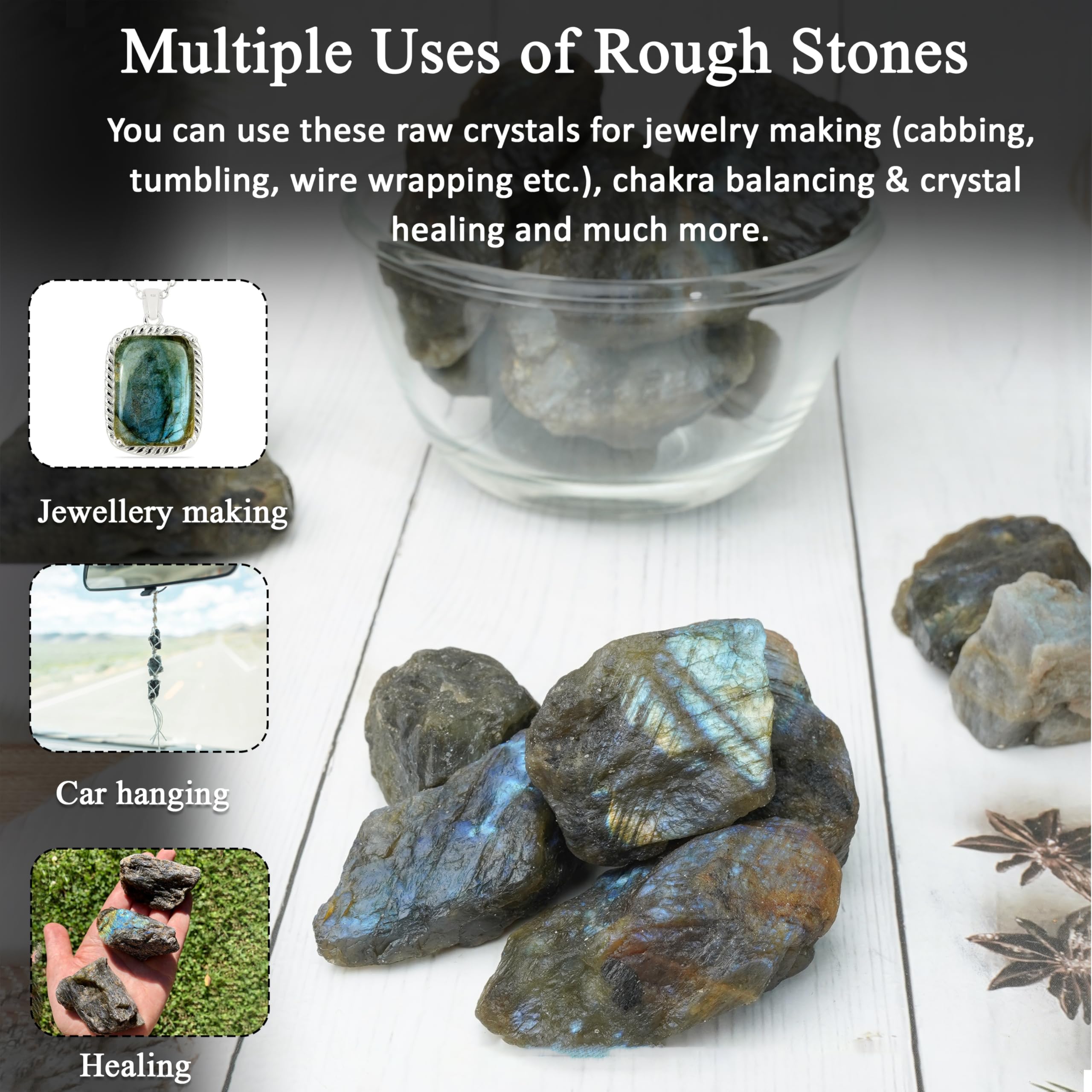 Crocon Labradorite rough used in crystal grids and crafts.