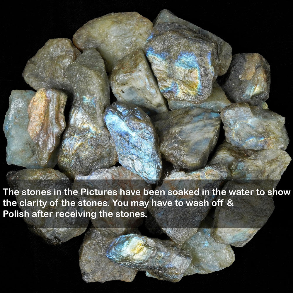 Crocon Labradorite rough packaged with pouch for gifting and display.
