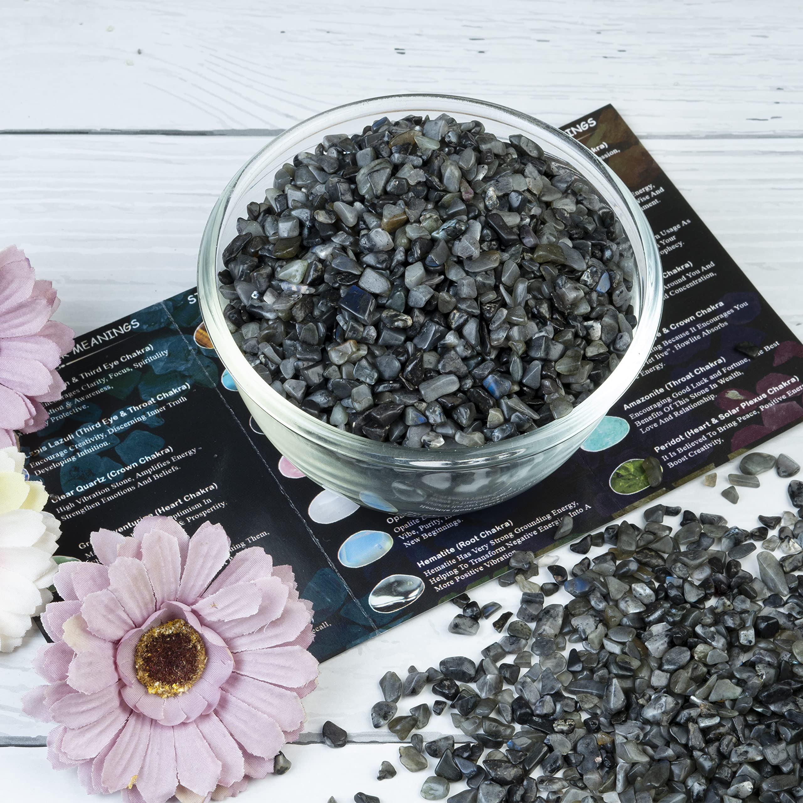 Crocon larvikite chips for wedding decor and table centerpieces.