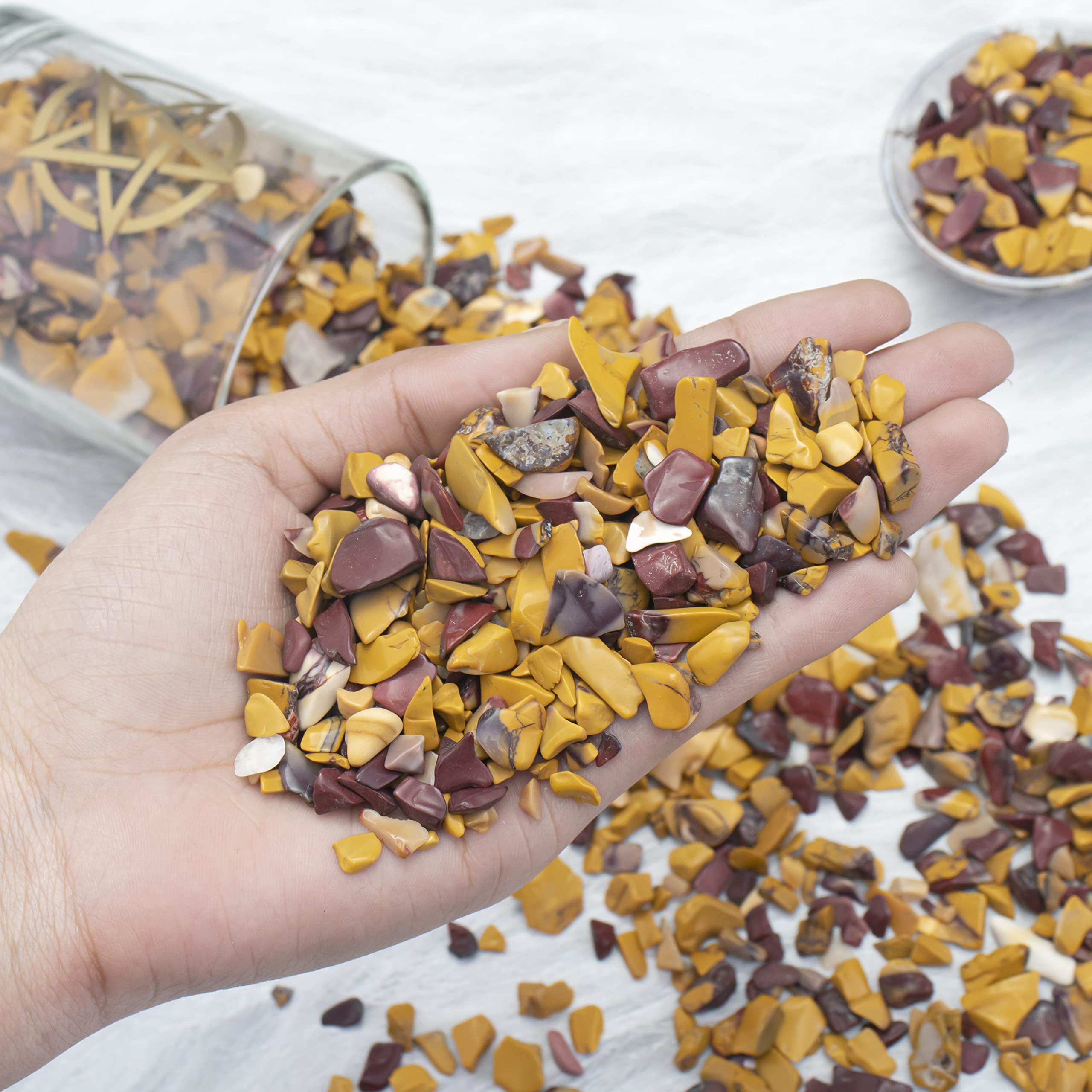 Crocon Mookaite Jesper energy practice chips for tumbling and displays.