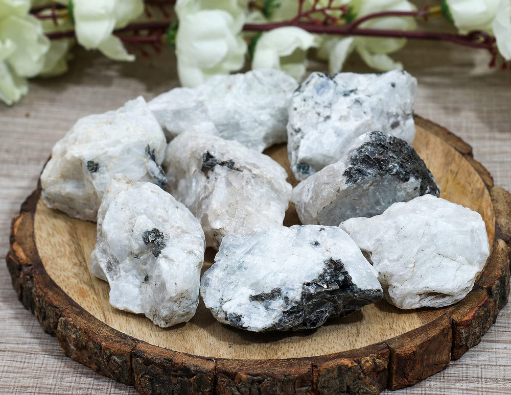 Crocon moonstone chakra stones, raw crystals ideal for grids, meditation, and Reiki-inspired rituals.