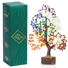 Crocon Natural Trunk 7 Chakra Tree close-up crystals balance energy for focus