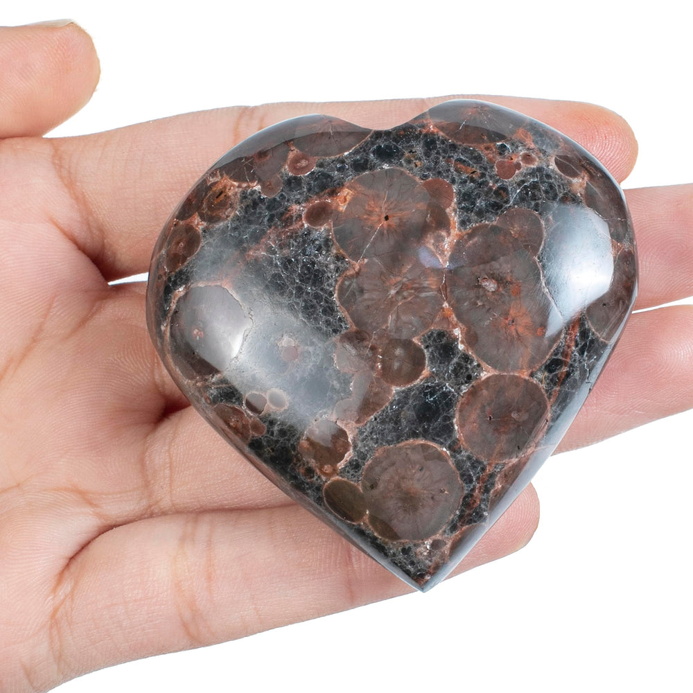 Crocon Peanut Jasper Heart close-up showing natural patterns for chakra focus.
