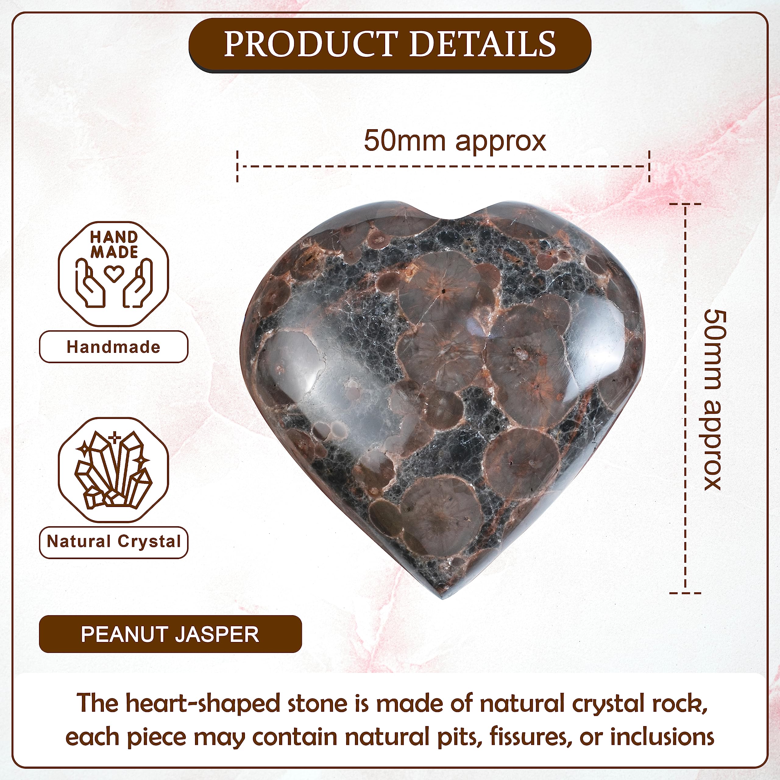 Crocon Peanut Jasper Heart in pouch, ready for gift or travel.