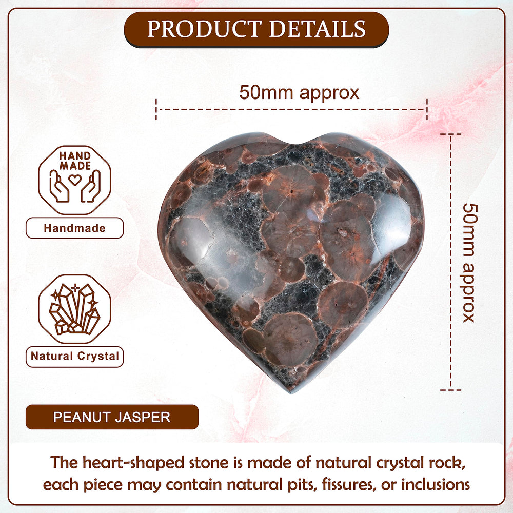 Crocon Peanut Jasper Heart in pouch, ready for gift or travel.