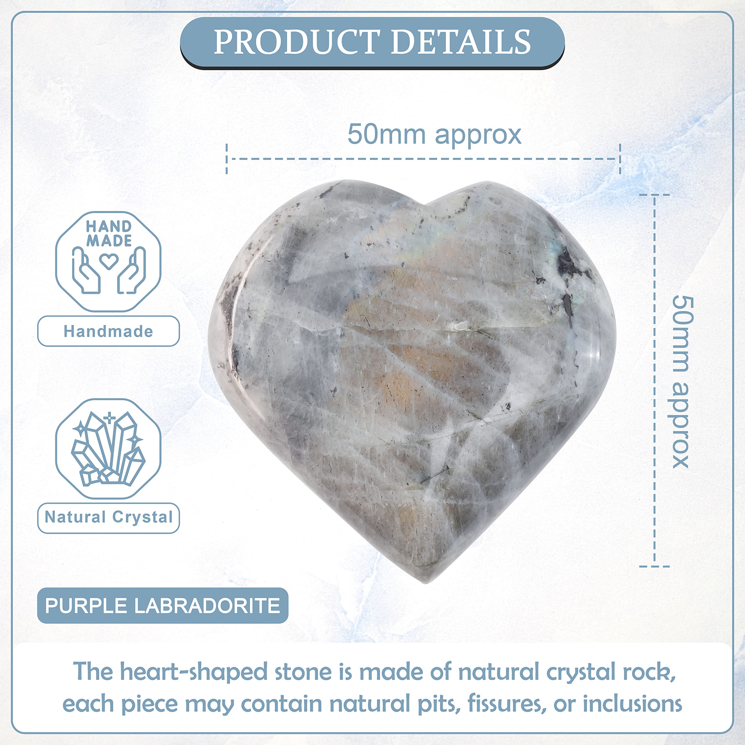 Crocon purple Labradorite heart stone handcrafted in India for mindful rituals