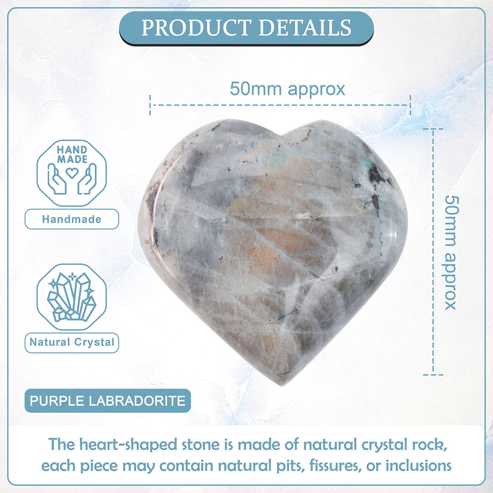 Crocon purple Labradorite heart stone handcrafted in India for mindful rituals