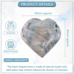 Crocon purple Labradorite heart stone handcrafted in India for mindful rituals