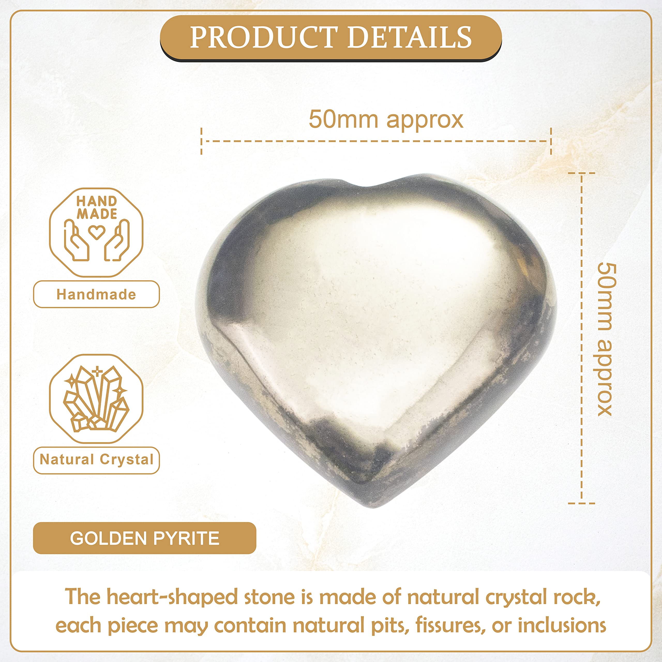Crocon pyrite heart packaging with velvet pouch and catalogue for gifting.