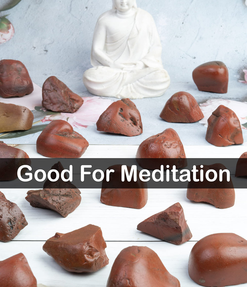 Crocon Red Jasper stones in meditation grids and altar setups.