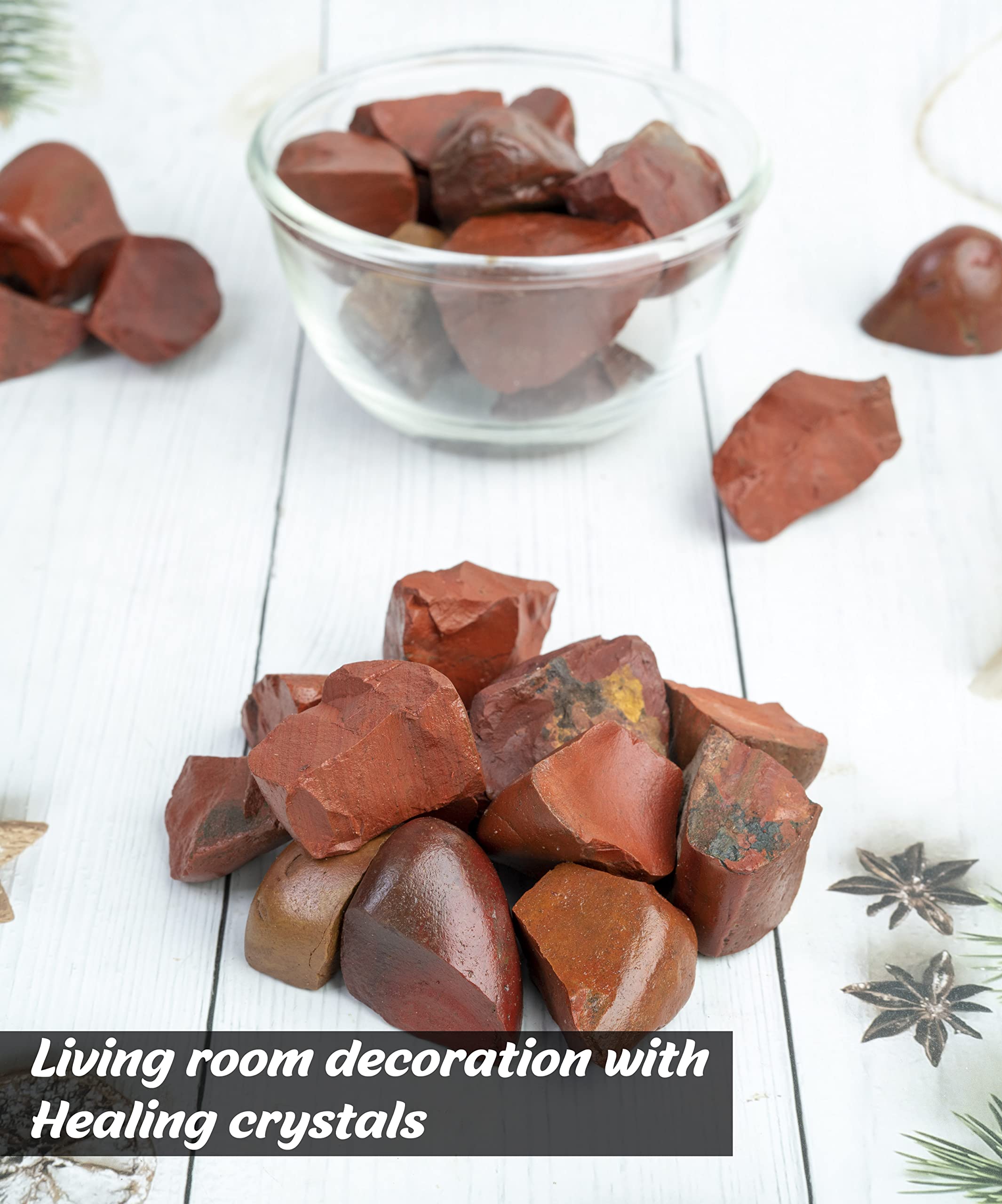 Crocon Red Jasper crystals used in Reiki grids and home decor.