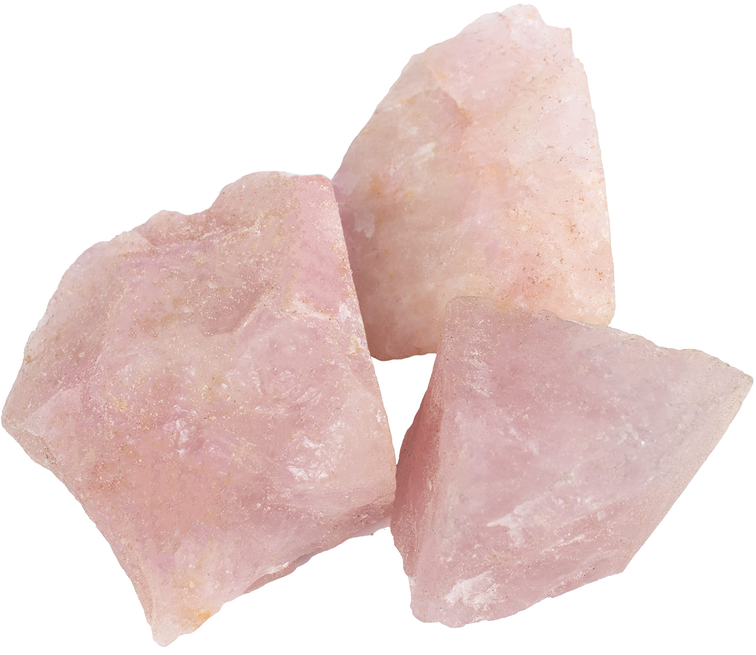 Crocon Rose Quartz rough stones for Reiki or crystal healing sessions.