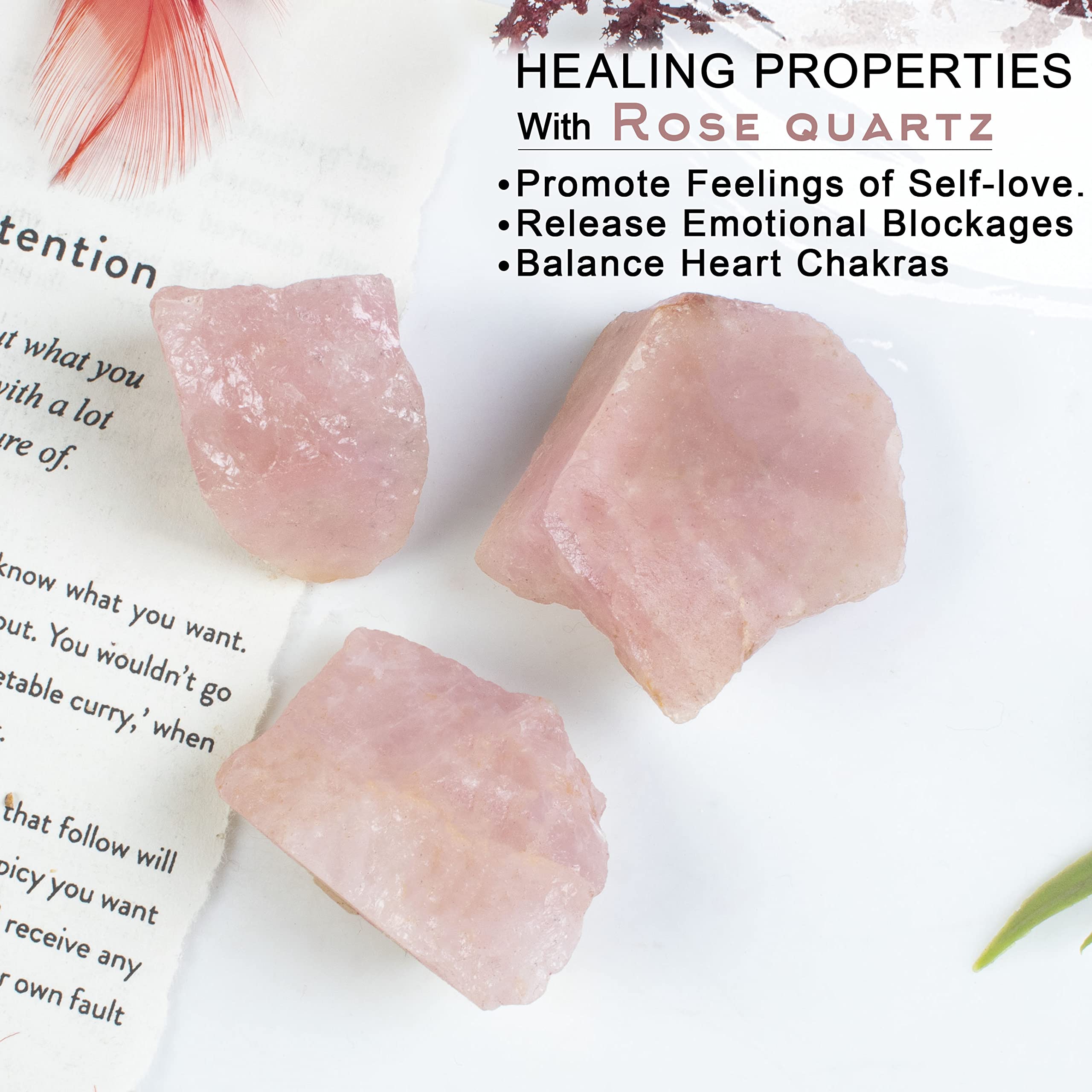 Crocon Rose Quartz rough stones variations display natural colors for beginner crystal collection.