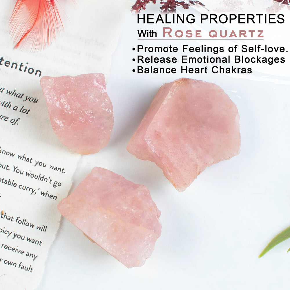 Crocon Rose Quartz rough stones variations display natural colors for beginner crystal collection.