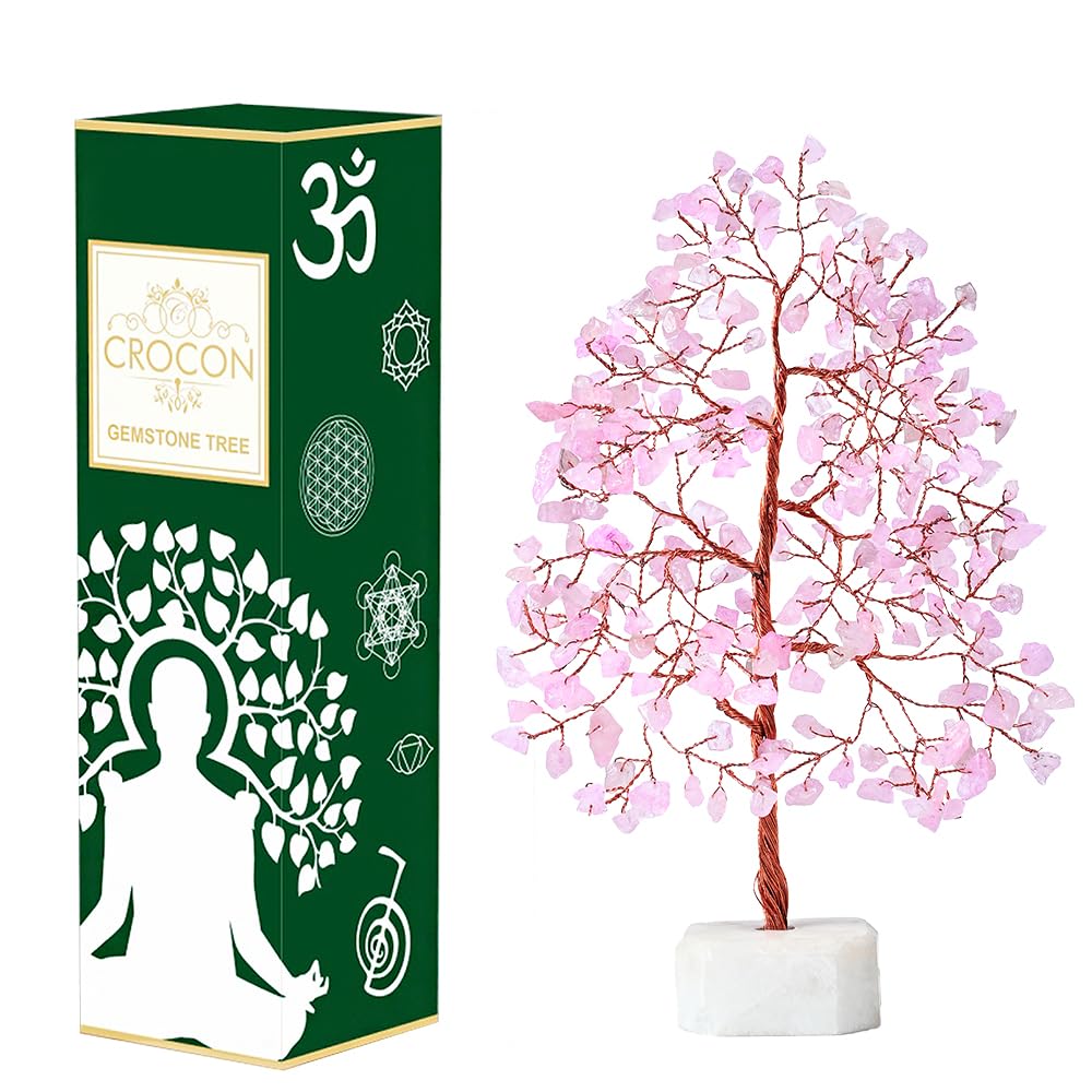 Crocon Rose Quartz Tree base close-up for tranquil home decor