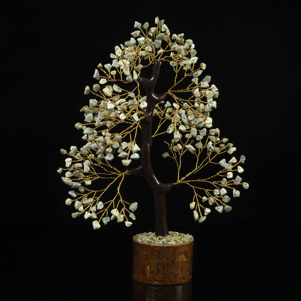 Crocon Serpentine Gemstone Tree desk decor for office energy and focus