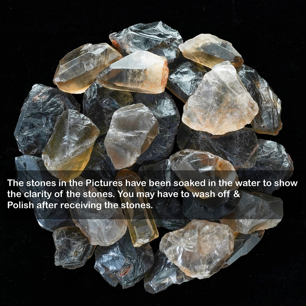 Crocon smoky quartz rough packaging includes crystal guide and pouch
