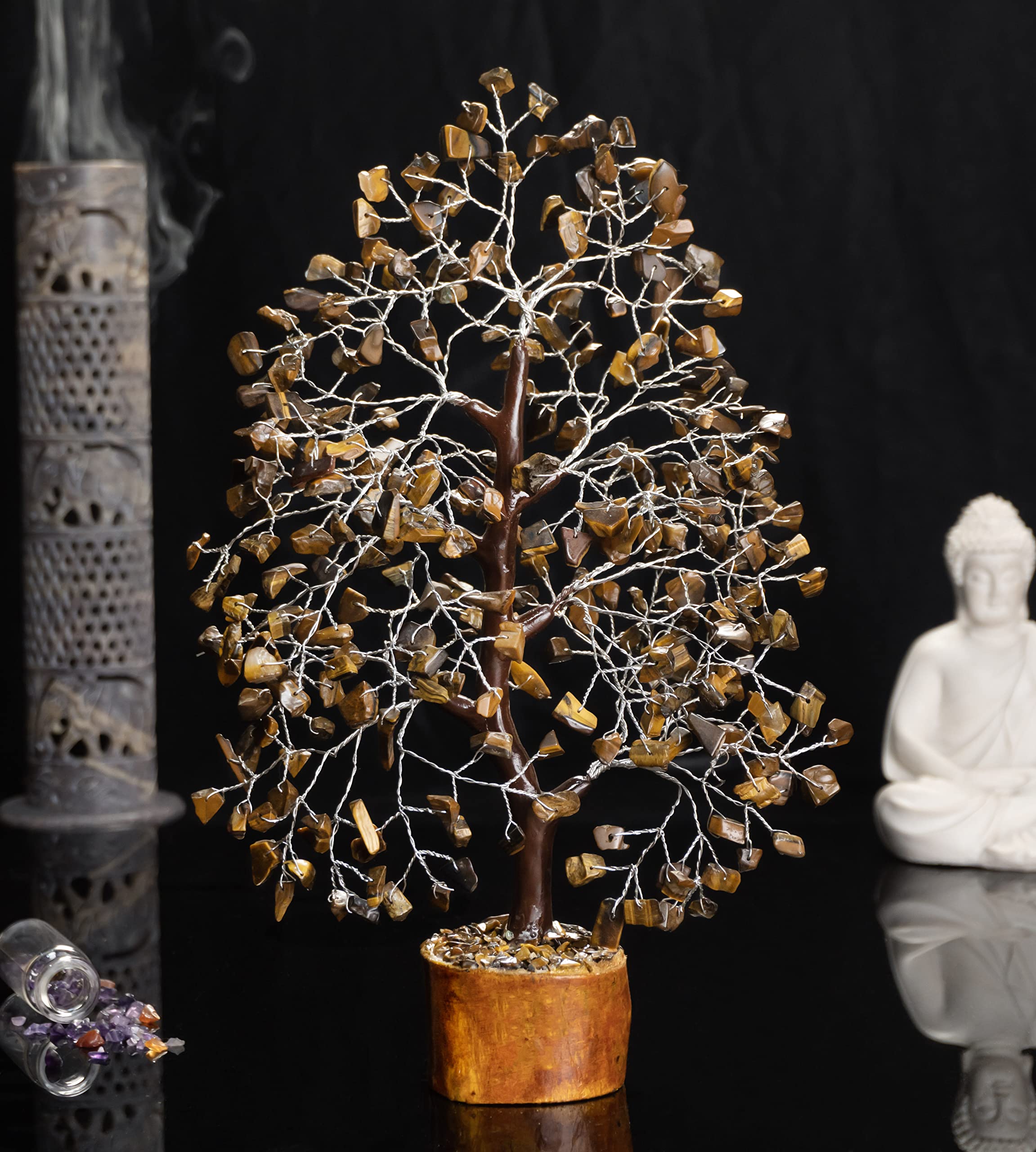 Crocon spiritual home decor tiger eye tree elevates ambience with natural stone aesthetics