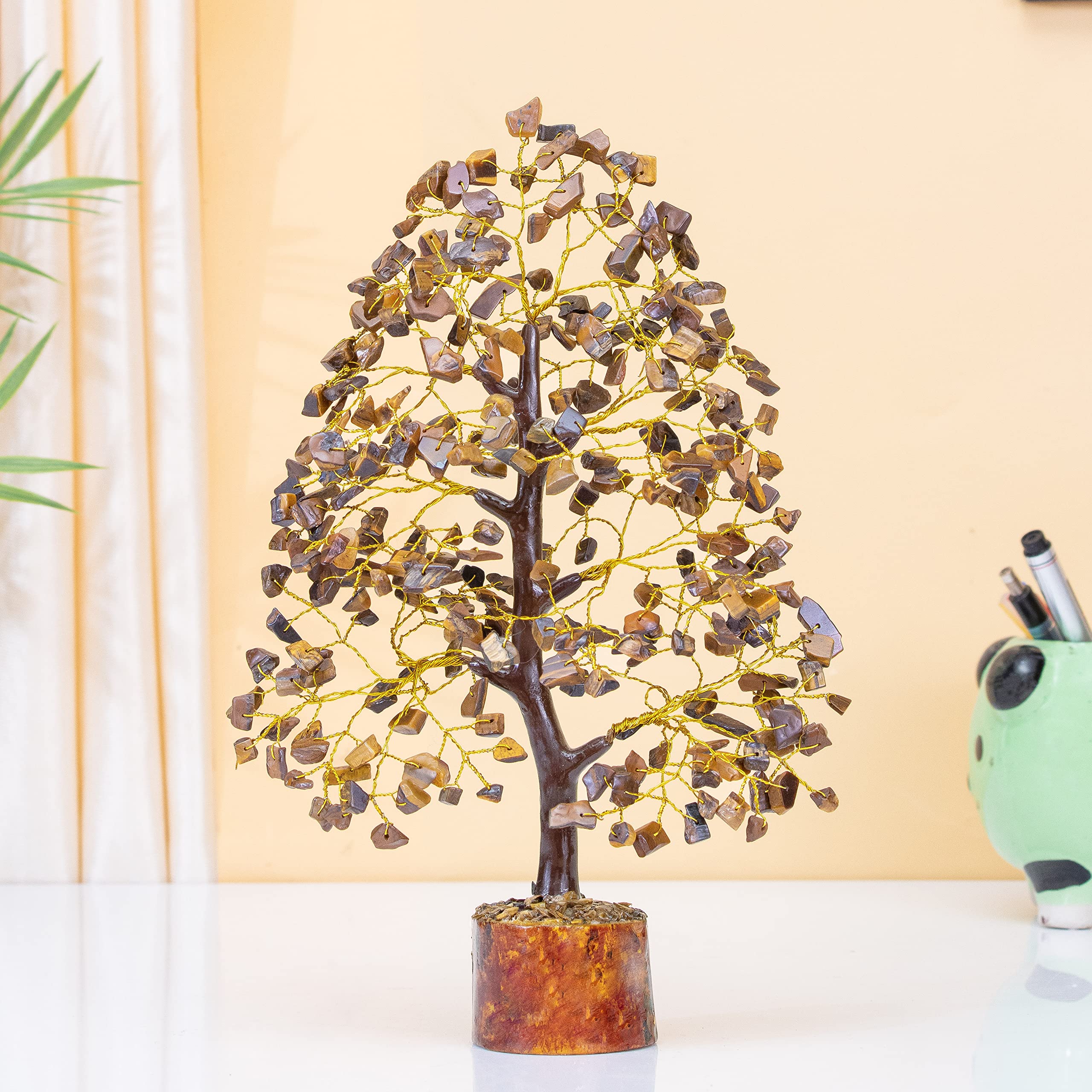 Crocon Tiger Eye Money Tree gift-ready decor for luck and growth