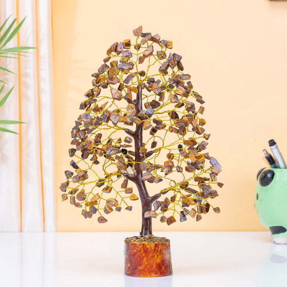 Crocon Tiger Eye Money Tree gift-ready decor for luck and growth
