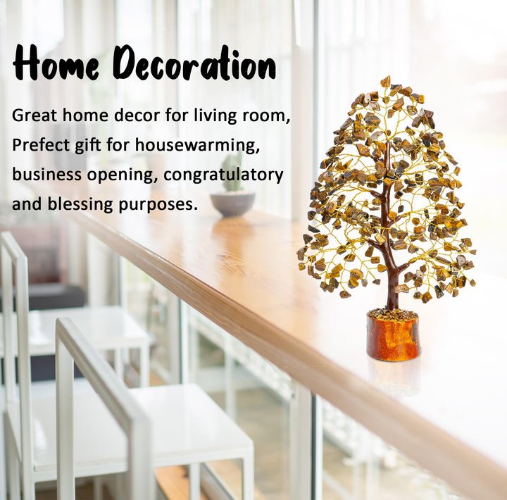 Crocon Tiger Eye Money Tree wooden stand showing craftsmanship