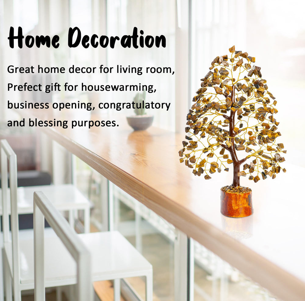 Crocon Tiger Eye Money Tree wooden stand showing craftsmanship