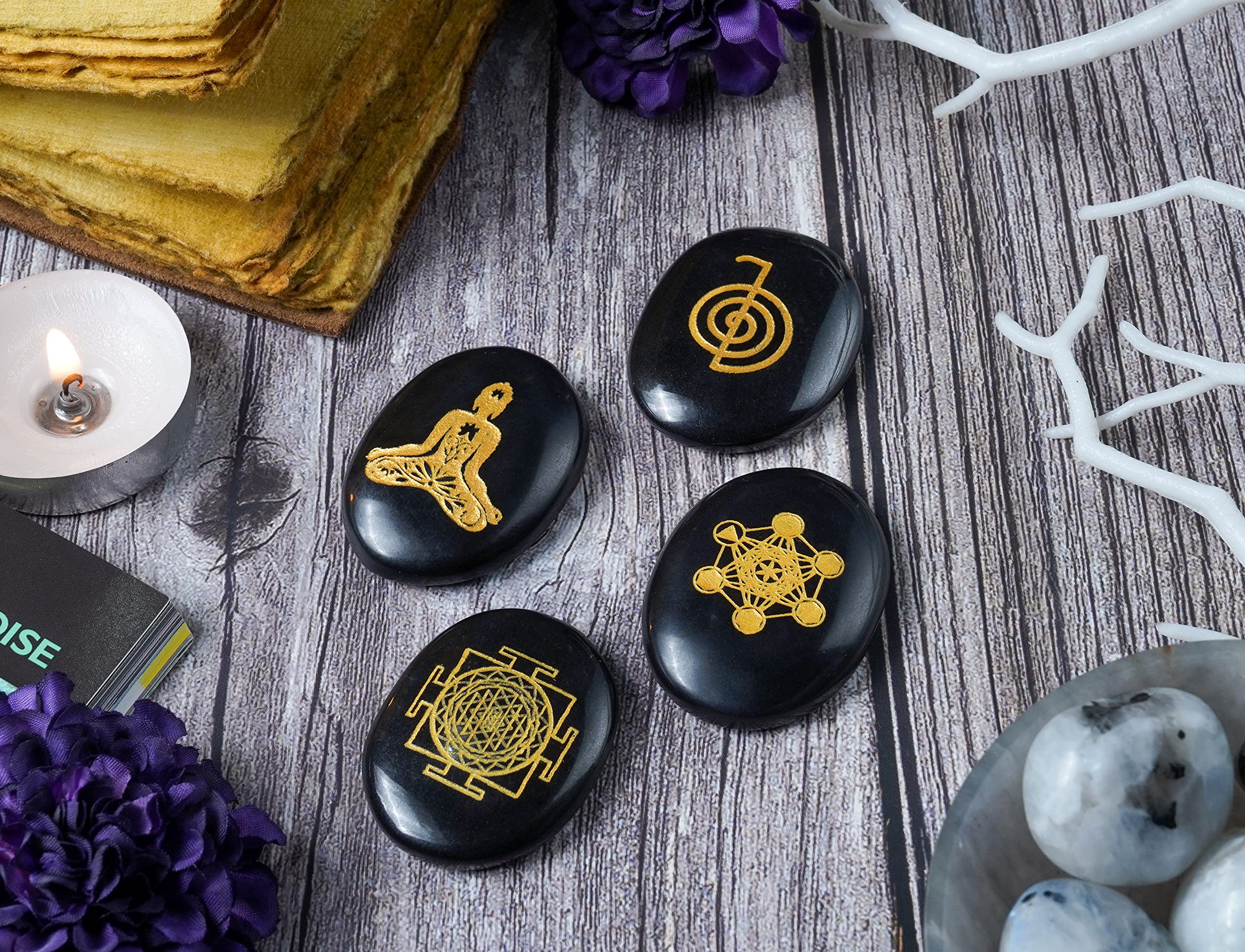 Crocon stone featuring yantra engraving for mindful energy work.