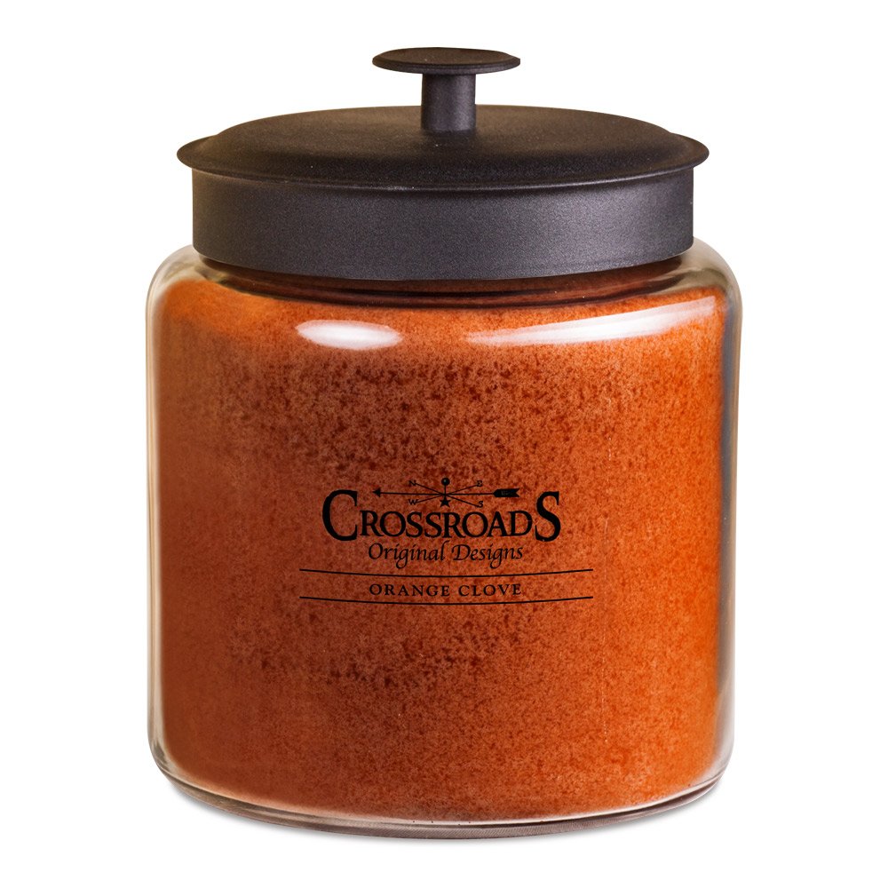 Crossroads Orange Clove scented 4-wick candle fills large rooms with bright, inviting fragrance.