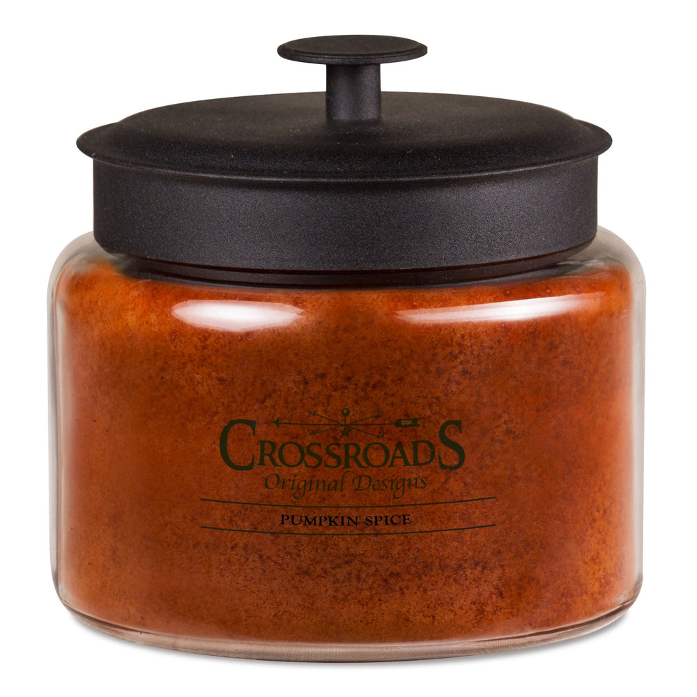 Crossroads Pumpkin Spice 4-Wick Candle in 64oz jar fills rooms with cozy, clean fragrance.