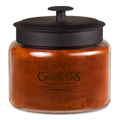 Crossroads Pumpkin Spice 4-Wick Candle in 64oz jar fills rooms with cozy, clean fragrance.