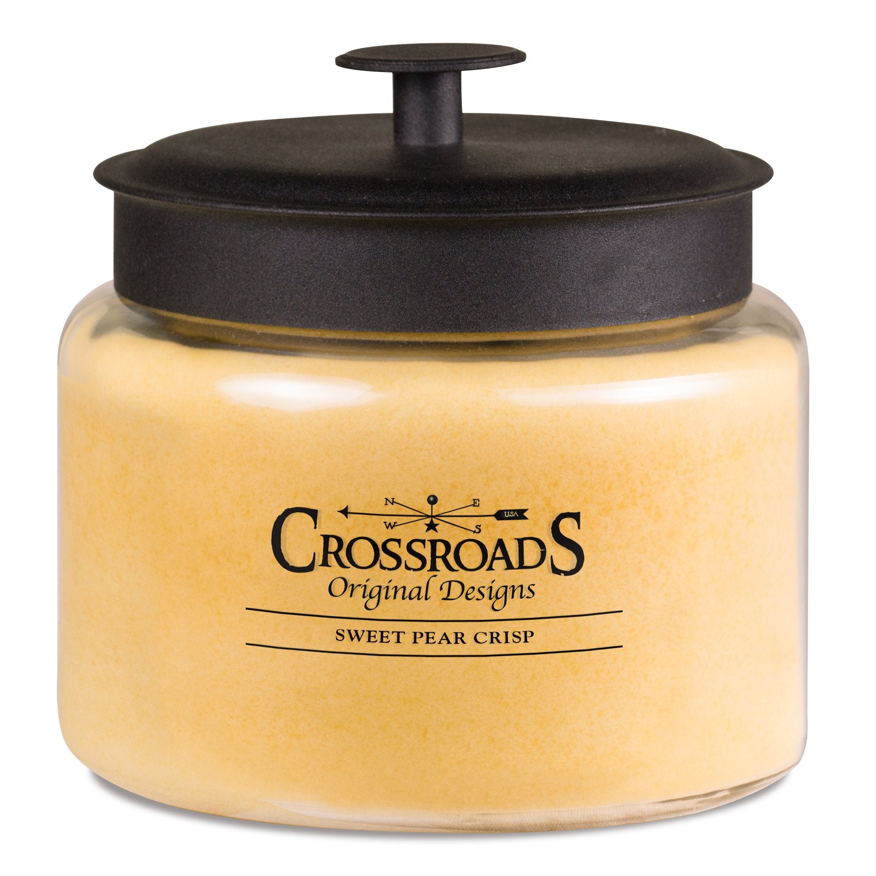 Crossroads Sweet Pear Crisp candle with four wicks delivers fragrance across larger spaces.