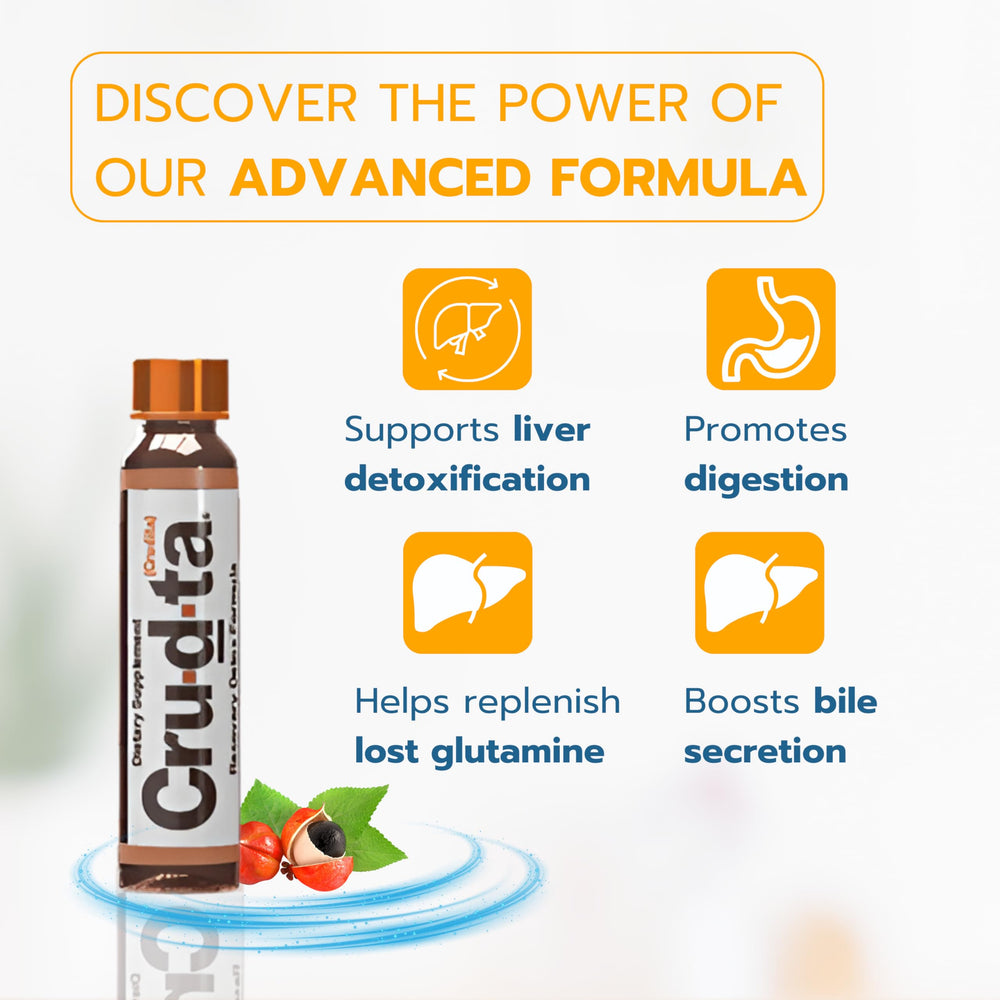 Cru-d-ta Crudta Recovery Detox packaging shows a five-vial system for routines