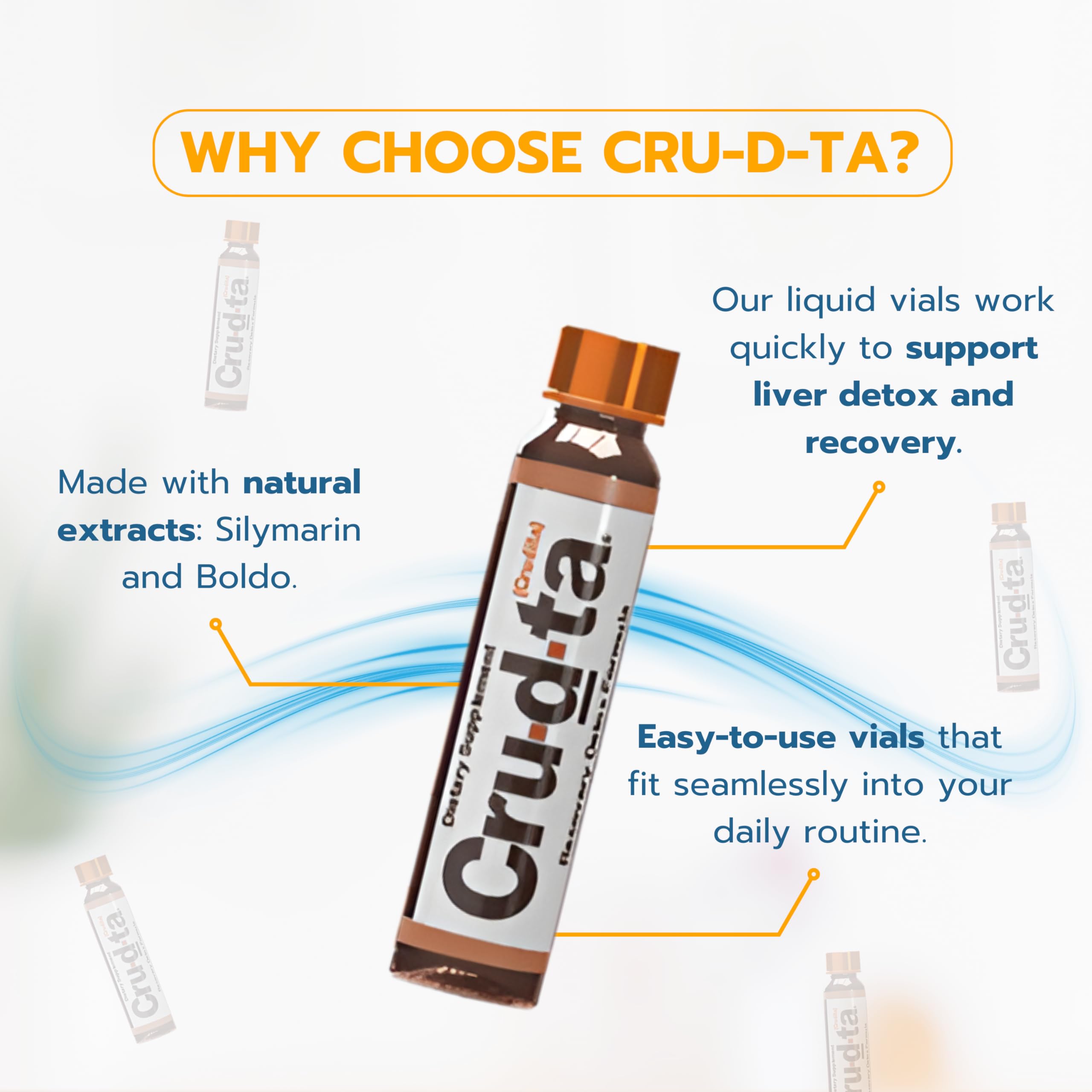 Cru-d-ta Crudta Recovery Detox Silymarin extract close-up with antioxidant cues
