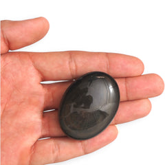 Crysmona large natural black obsidian palm stone for grounding during meditation