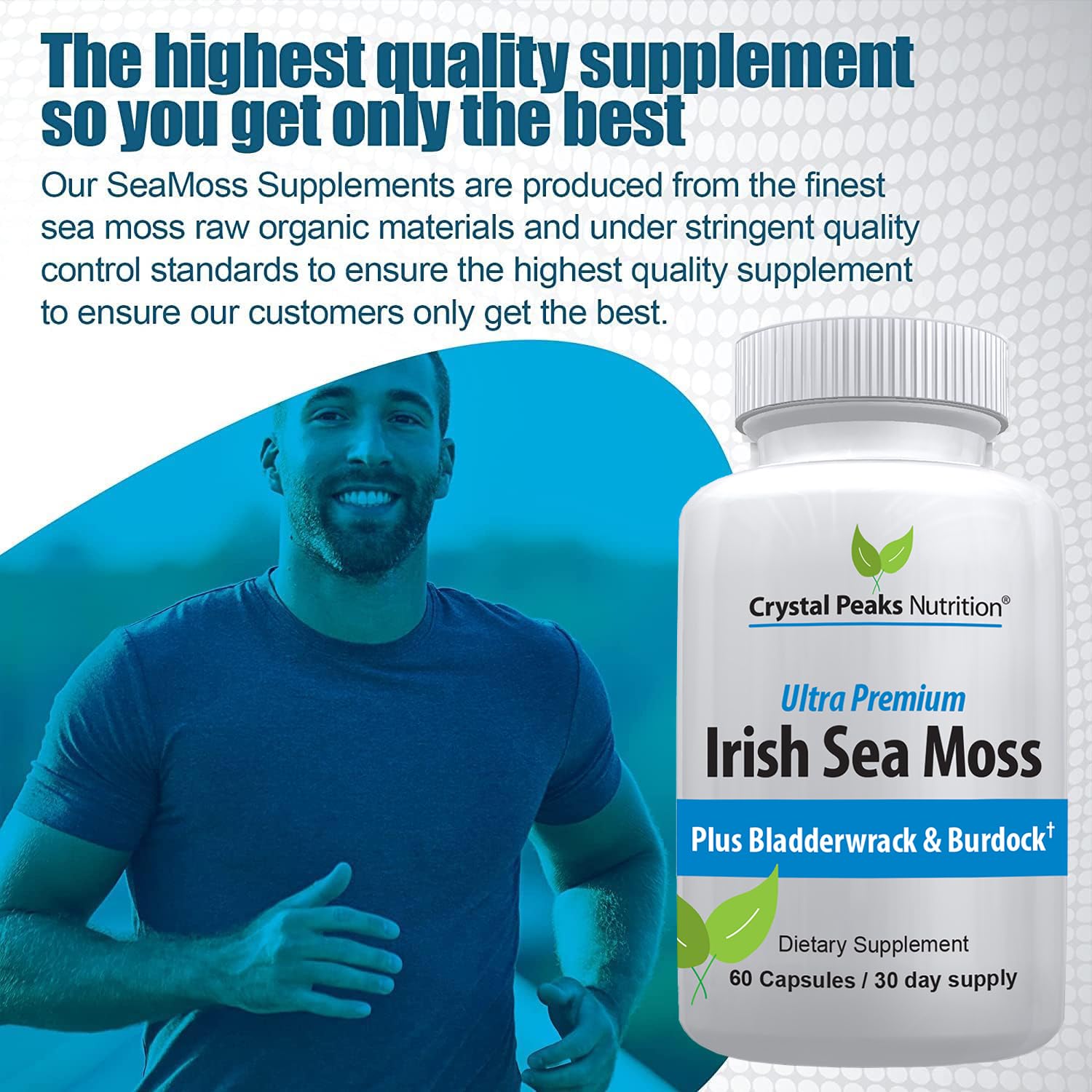 Close-up of Crystal Peaks sea moss capsules for easy daily use