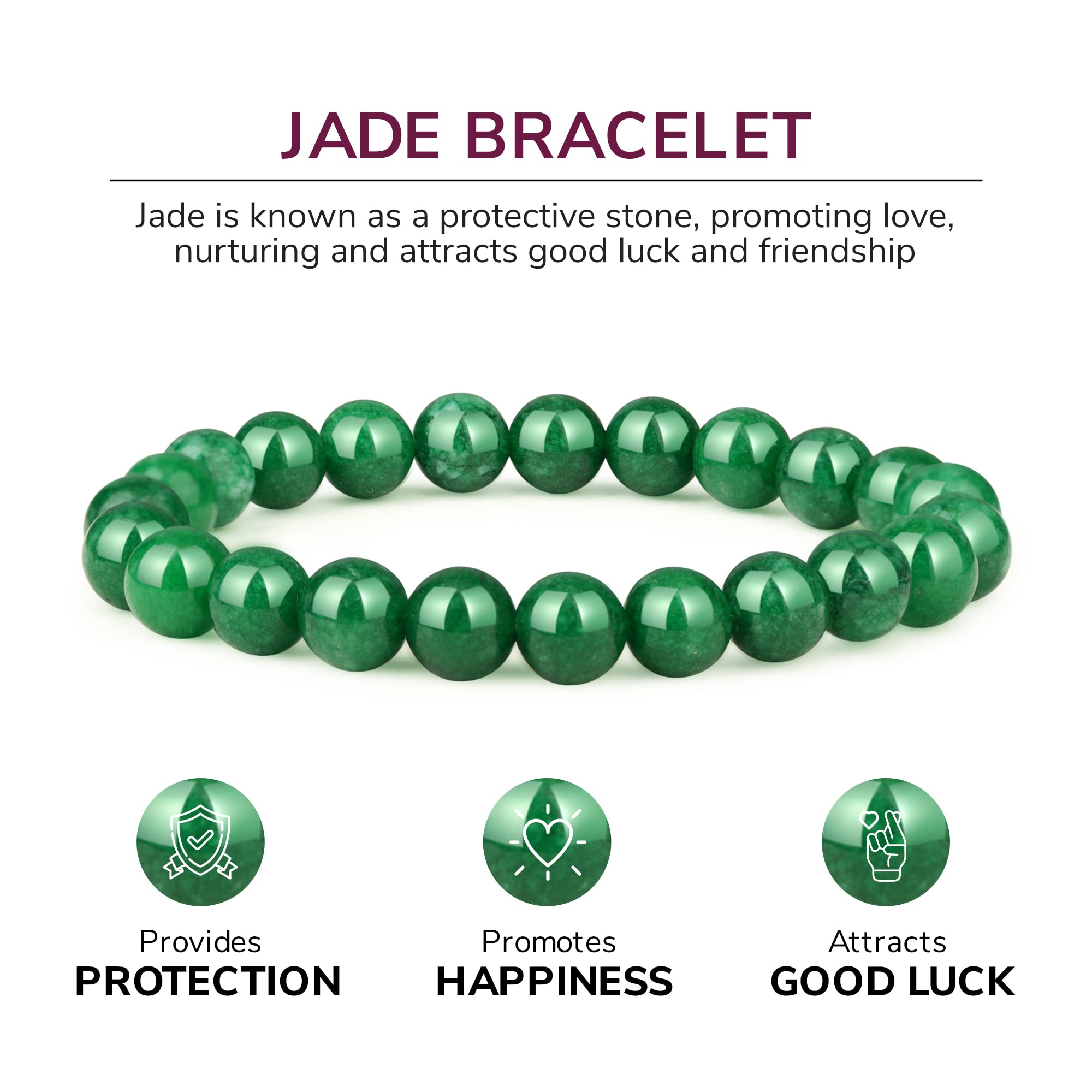 Crystal Vibe Green Jade Bracelet unisex design with comfortable stretch