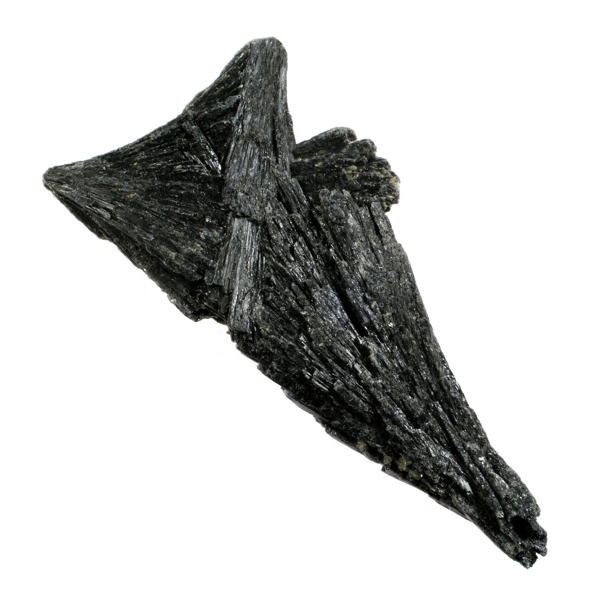 CrystalAge Black Kyanite fan-shaped crystal group for directional energy and spiritual attunement.